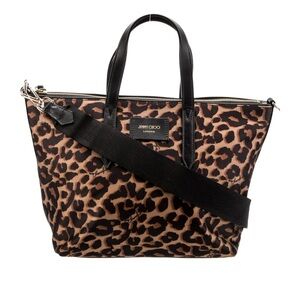Jimmy Choo Black and Brown Leopard Shoulder Bag